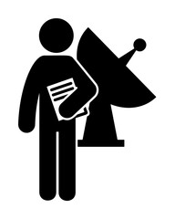 Poster - man with telecommunication degree icon