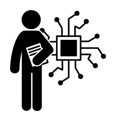 Poster - man with electrical degree icon