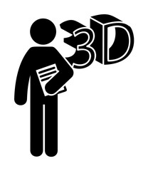 Poster - man with 3d design degree icon