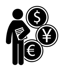 Poster - man with finance degree icon illustration design art