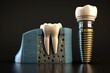 Dental implant model with screw near a tooth as digital illustration (Generative AI)