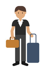 Poster - Businessman, suitcase cartoon icon