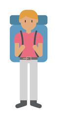 Poster - Backpack, man cartoon icon illustration design art