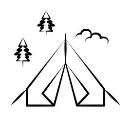 Poster - camping tent icon illustration design art