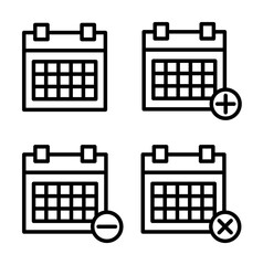 Poster - calendar, plus, minus, delete sign icons