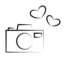 Poster - camera with hearts sketch illustration design art