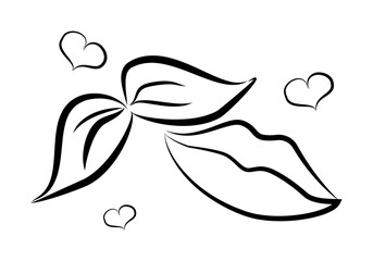 Poster - lips with hearts sketch illustration design art