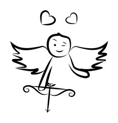 Sticker - cupid with onions sketch illustration design art