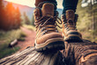 hiking boots in the woods, generative ai