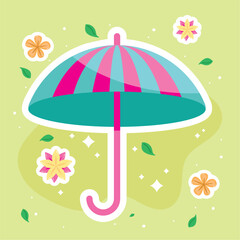 Sticker - green umbrella accessory