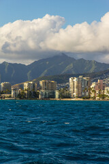 Canvas Print - Views of Honolulu from the water off the coast.