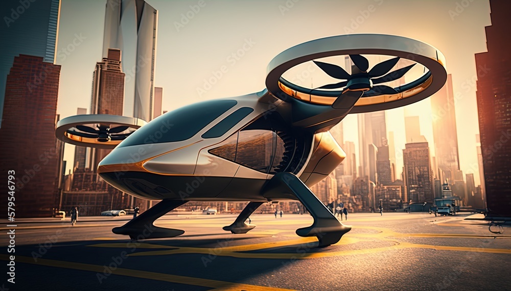 AI Air Taxi in the Future of urban air mobility in 8K created with ...