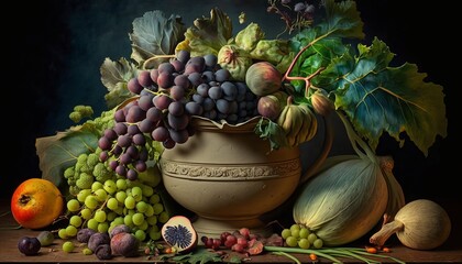 Wall Mural - A bountiful array of leafy greens with crisp vegetables. AI generative..