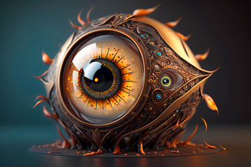 Poster - robotic eye, robotic eye with ornate details is watching us, generative ai
