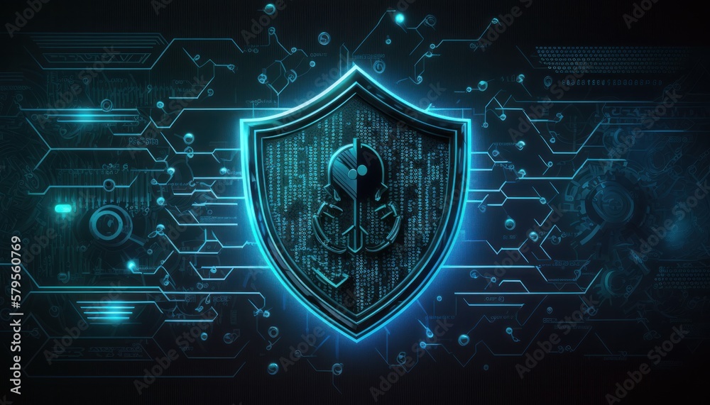 Computer cybersecurity shield lock technology background concept ...