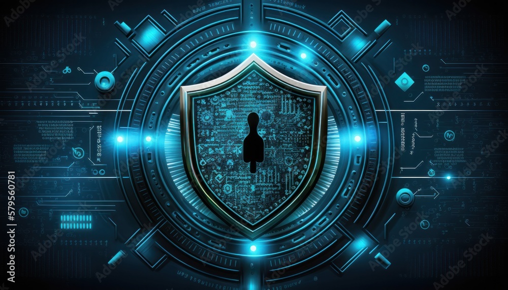 Computer cybersecurity shield lock technology background concept ...