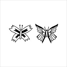 Vector Illustration Of Two Doodle Butterflies