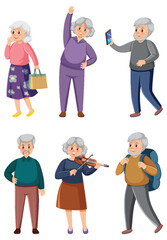 Sticker - Set of old people characters