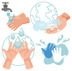 Canvas Print - Set of hand washing and sanitization