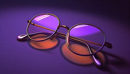 a digital artwork of glasses on a purple