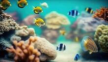 Close Up Dreamy Little Aquarium With Fancy Fish Swim Inside, Generative Ai