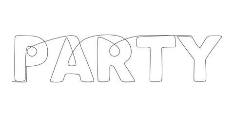 Fototapete - One continuous line of Party word. Thin Line Illustration vector concept. Contour Drawing Creative ideas.