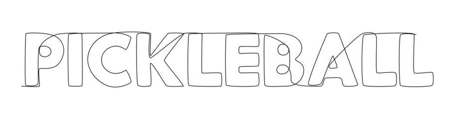 Fototapete - One continuous line of Pickleball word. Thin Line Illustration vector concept. Contour Drawing Creative ideas.
