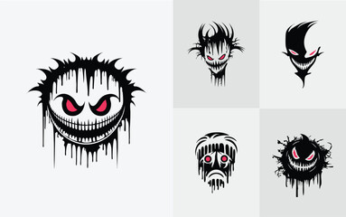 Wall Mural - Illustration of Creepy smile in black and Pink color