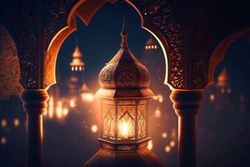 A mosque with a lantern Islamic background