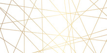 Abstract Luxury Gold Geometric Random Chaotic Lines With Many Squares And Triangles Shape On White Background.	