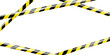 © Volha - Realistic striped crossing caution tape of warning signs for crime scene or construction area in yellow. Police line, do not cross ribbon. Warning danger tape. Ribbons for accident, under construction