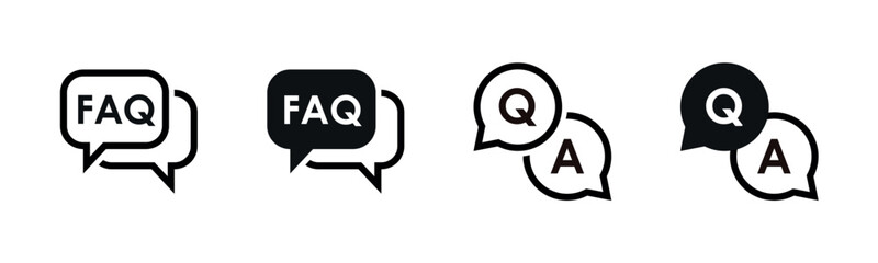 Poster - Set of faq icon collection for help, ask, discussion, speech, to get information about frequently asked questions symbol for an app or web design interface vector