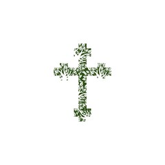 Sticker - Concept of christian cross in the form of tree icon isolated on white background