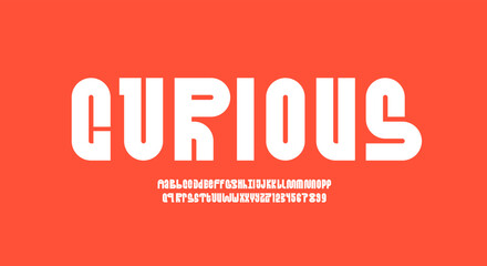 Poster - Unusual alphabet font, art typography unique white latin letters and numbers, vector illustration 10EPS