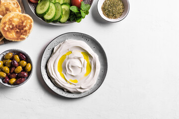 Canvas Print - Labneh yogurt cream cheese for breakfast