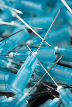 Close-up Of Syringe Needles On Table