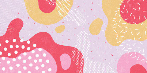 Cute doodle pattern background with abstract shapes and dots. Modern vector pattern for Banner, Flyer, Cover...