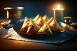 A plate of samosas on the table