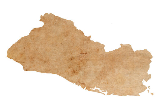 Fototapete - map of El Salvador on old brown grunge paper