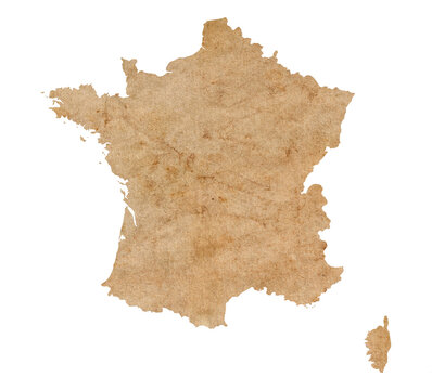 Fototapete - map of France on old brown grunge paper