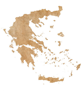 Fototapete - map of Greece on old brown grunge paper