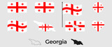 Fototapeta  - Flag of Georgia. Silhouette of Georgia. National symbol