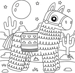 Wall Mural - Cinco de Mayo Pinata Coloring Page for Kids