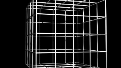 Poster - wireframe cube. Computer generated 3d render