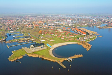 Wall Mural - Aerial from the historical town Heeg in Friesland the Netherlands