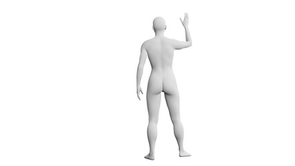 beautiful athletic young woman posing isolated on black - 3d illustration, rendering. viewed from ba