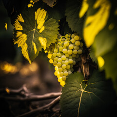 Sticker - Grapes growing on vine in the sun. Generative AI.