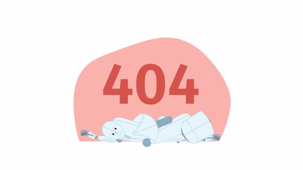 Poster - Animated broken robot 404 error. Empty state 4K video footage with alpha channel transparency. Defective machine. Flash message. Color failed loading animation for broken link, web design