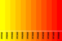 Color Palette Red To Yelow With Color Code. Tone Color Guide. Vector Illustration EPS 10 File.