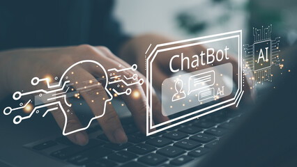 AI Chat bot ChatBot Technology and business design, global internet communication application concept.
